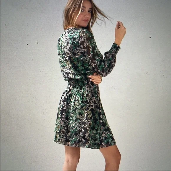 NWT White House Black Market Smocked Blouson Dress- Little Lead Burnout - Picture 8 of 16